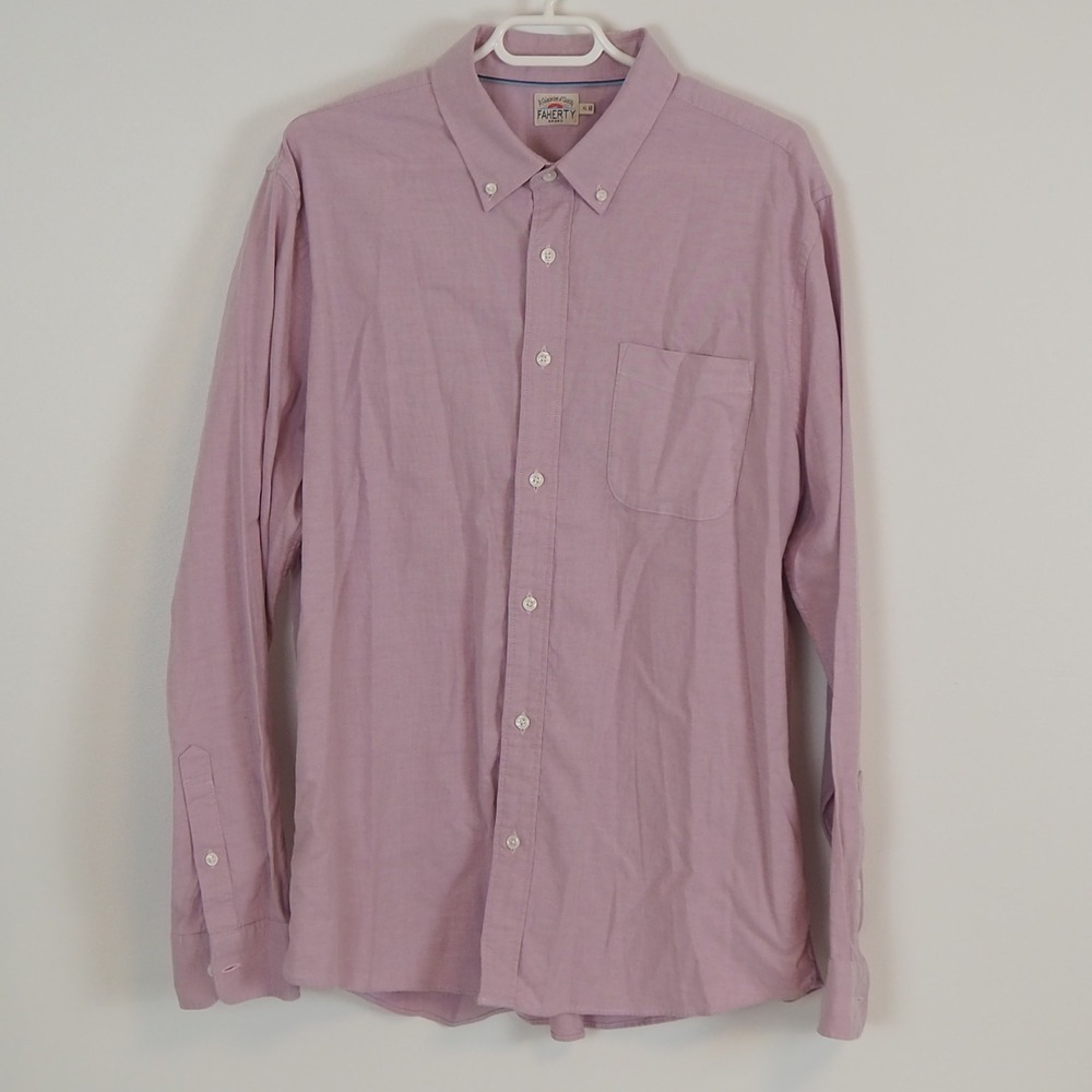 Faherty Brand Shirt Mens‎ XL Pink Button Down Long Sleeve Stretch Oxford